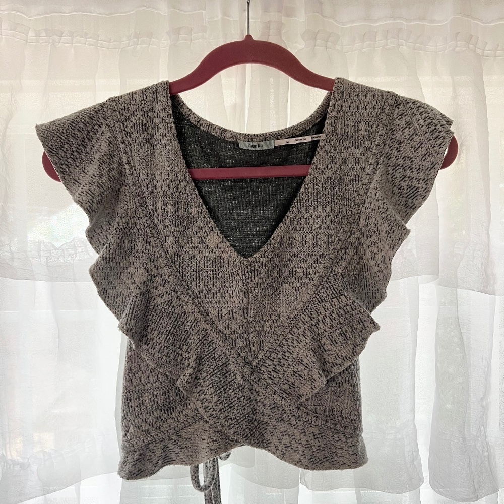 Woven Light Grey Crop Top - Urban Outfitters